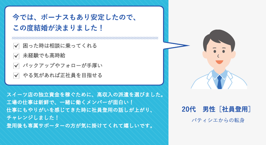 20代　男性［社員登用］パティシエからの転身